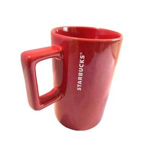 Starbucks Coffee Mug Cup  2018 Red 10 oz  Square Handle 4  1/2 X 2 1/2‎